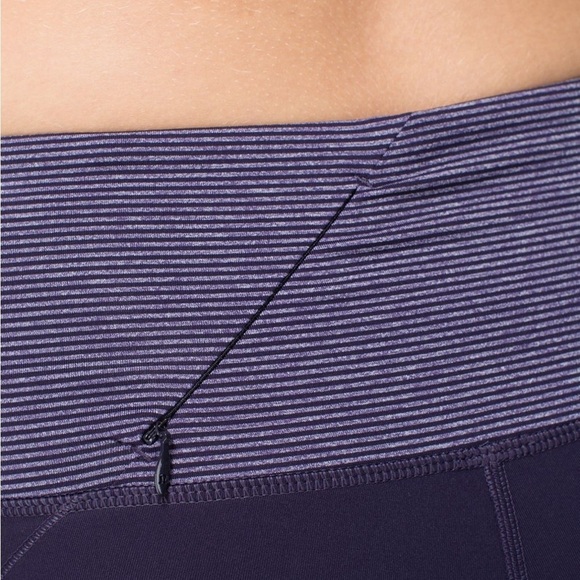 Lululemon Rebel Runner Crop Black Grape Wee Stripe Heathered - Size 4 - Picture 5 of 15